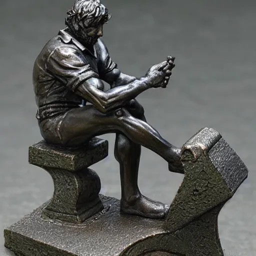 Prompt: the statue of the thinker!!!, painted!!!!!! wargaming miniature, higly detailed, 4 k