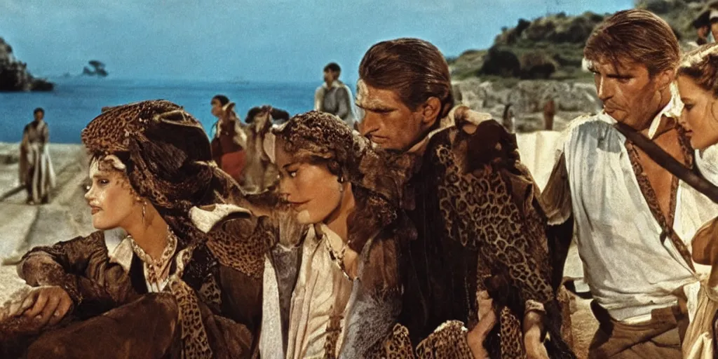 Image similar to a scene from the leopard by luchino visconti with burt lancaster and claudia cardinale set in sicily in the 1 9 th century. technicolor, masterpiece cinematic