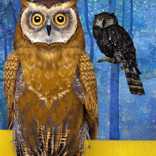 Prompt: an owl befriending a crow, modigliani, intricate detail, klimt, whistler, octane render, unreal engine,