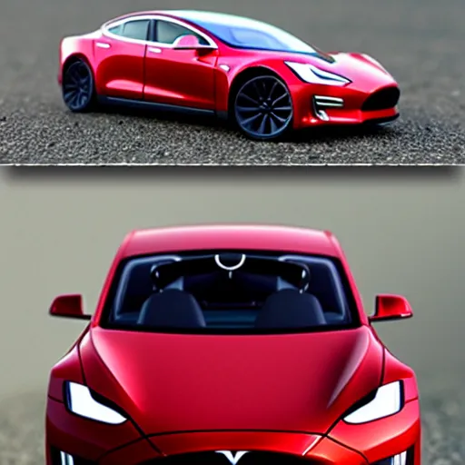 Prompt: hand painted action figure of a tesla car, realistic,