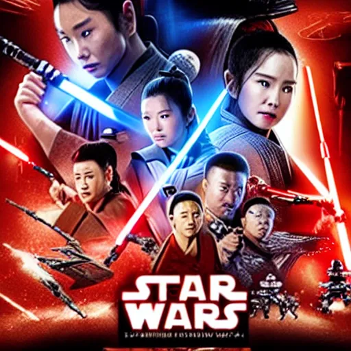 Image similar to screenshot from a chinese star wars movie