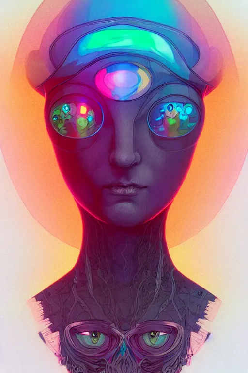 Prompt: 👁🌈👾, artstation, moebius + loish, hd,