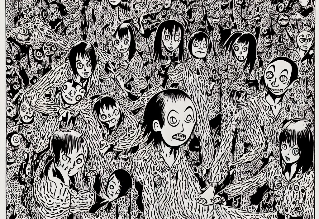 Prompt: kikoriki by junji ito