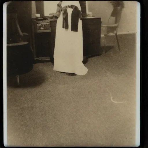 Image similar to polaroid of a ghost at ghost convention