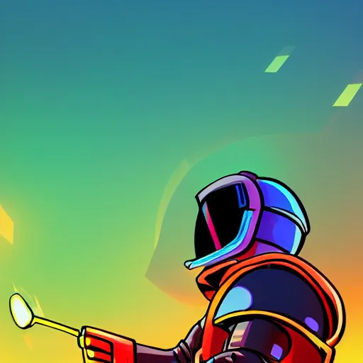 Image similar to shovel knight as daft punk, Aaron Campbell behance, synthwave background,4k, colorful, digital art