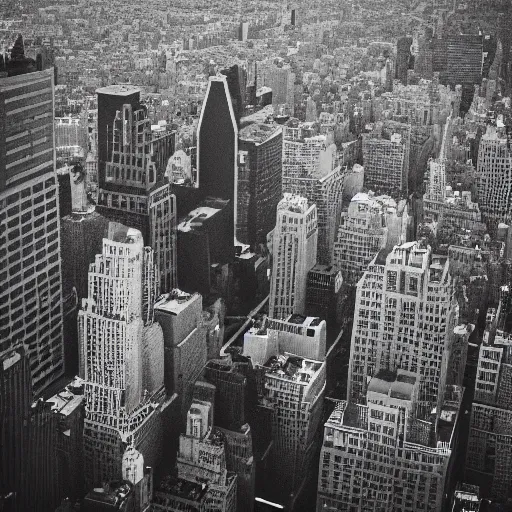 Image similar to a photograph of a ufo above new york taken by a phone camera, black and white