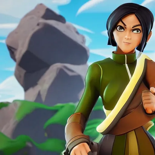 Image similar to toph beifong in fortnite, character render, full body shot, highly detailed, in game render