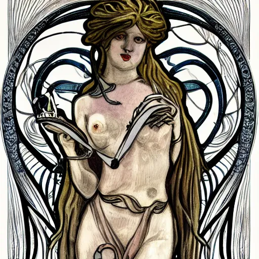 Image similar to ilithid, in the style of art nouveau,