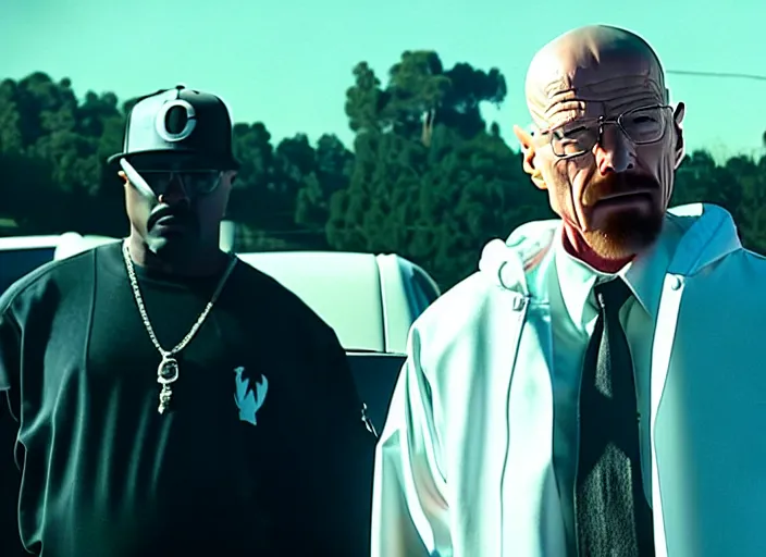 Image similar to film still of walter white as a rapper in straight outta compton movie 2 0 1 5, 8 k