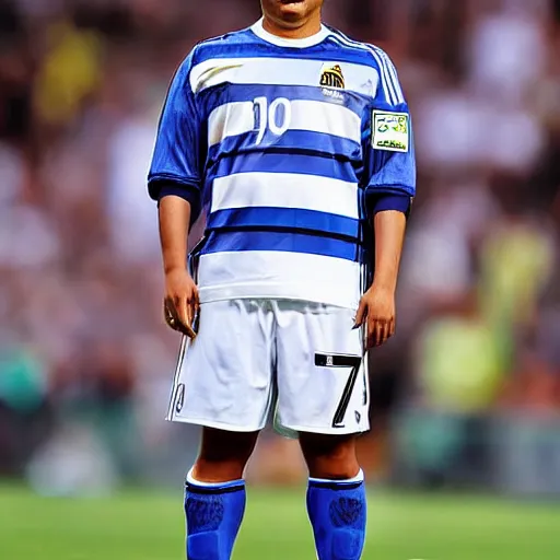 Prompt: real ronaldo nazario fenomeno head and shoulders portrait photograph by mark mann