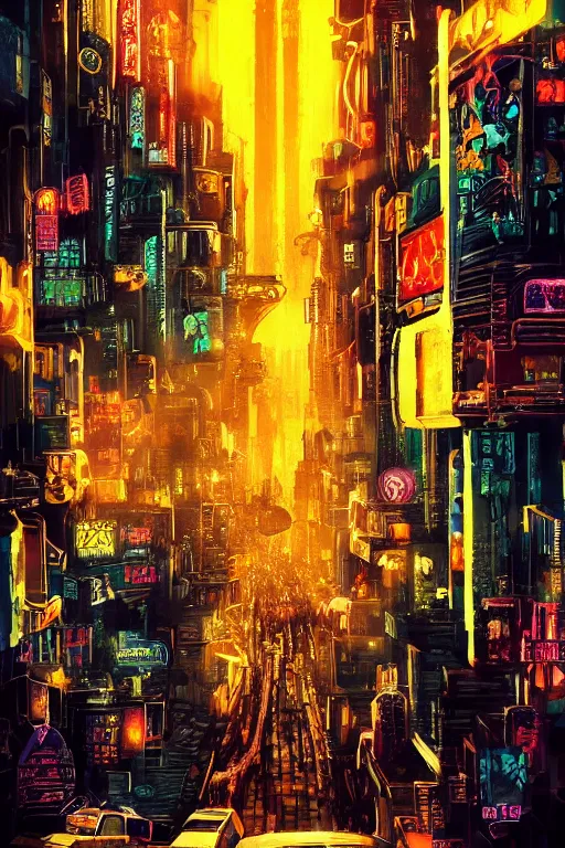 Prompt: movie poster for randypunk, intricate, orange eyes overlooking city, street gang, dramatic lighting, cyberpunk city, epic composition, bladerunner, tatsuki fujimoto