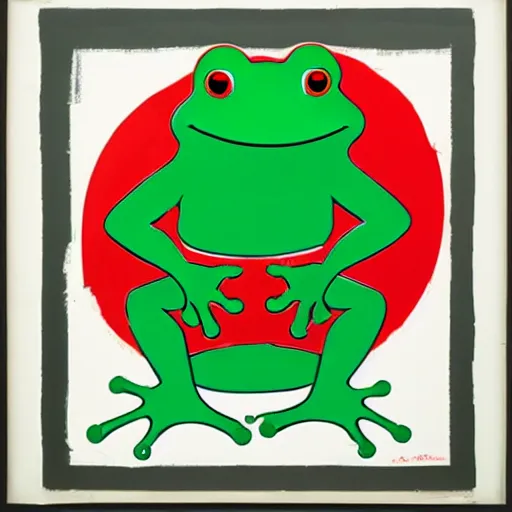 Image similar to a frog, pop art style, by Jasper Johns