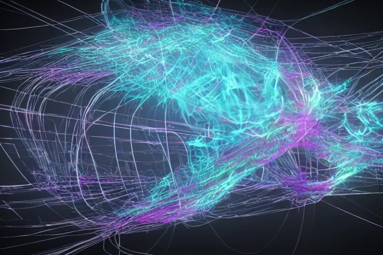 Image similar to x - particles, octane render, cinema 4 d