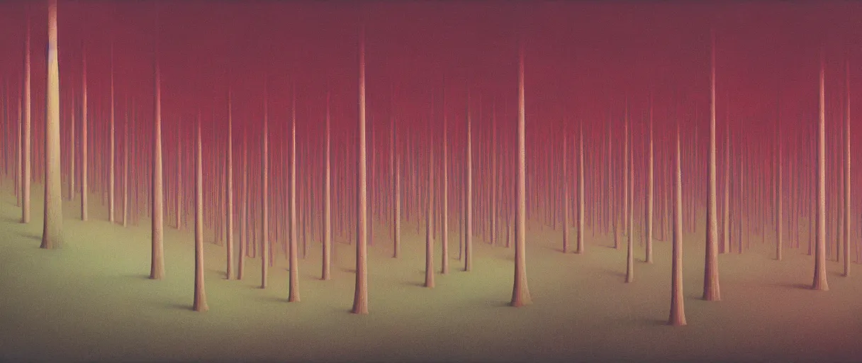 Image similar to an aerochrome forest below the stars Edward Hopper and James Gilleard, Zdzislaw Beksinski, Mark Ryden, Wolfgang Lettl highly detailed