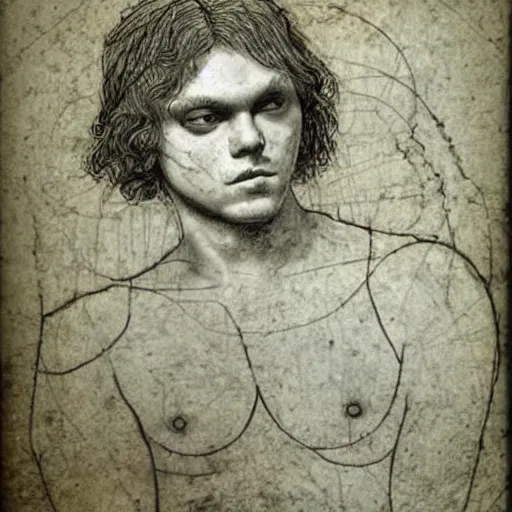 Image similar to evan peters by leonardo da vinci