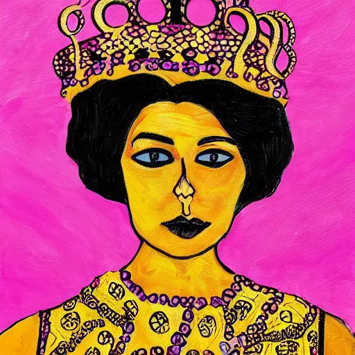 Prompt: queen of octopus, portrait, pink and gold, nouveau, beautiful