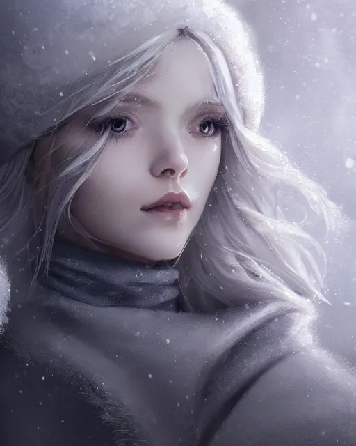 portrait of a beautiful snow goddess, flowy white grey | Stable ...