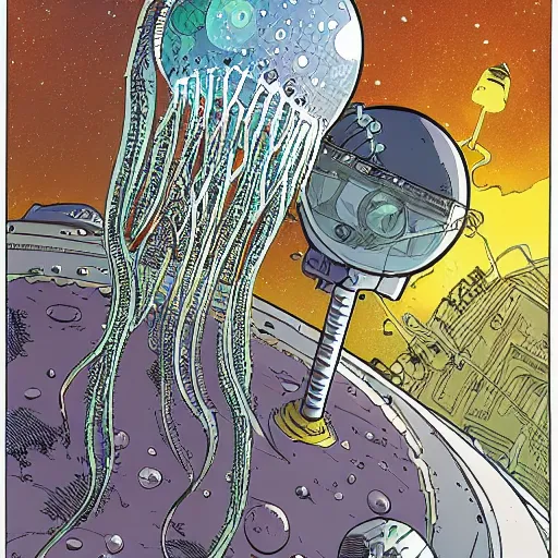 Image similar to space jellyfish by geoff darrow