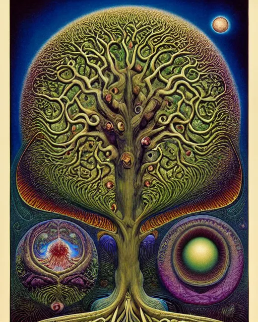 Image similar to tree of life by roger dean and andrew ferez, art forms of nature by ernst haeckel, divine chaos engine, symbolist, visionary, art nouveau, botanical fractal structures, organic, detailed, realistic, surreality