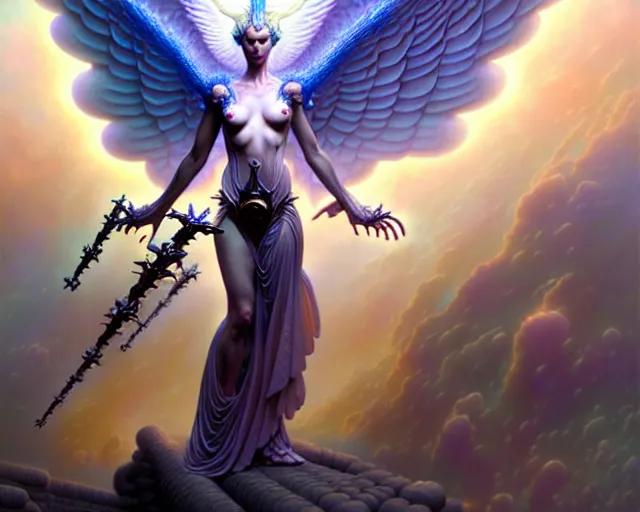 Image similar to the angel of transcendence standing over her army, fantasy character portrait made of fractals, ultra realistic, wide angle, intricate details, the fifth element artifacts, highly detailed by peter mohrbacher, hajime sorayama, wayne barlowe, boris vallejo, aaron horkey, gaston bussiere, craig mullins