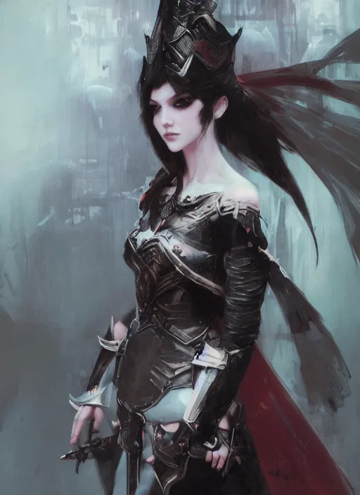 Prompt: imperial princess knight gothic girl. by ruan jia, by robert hubert, illustration