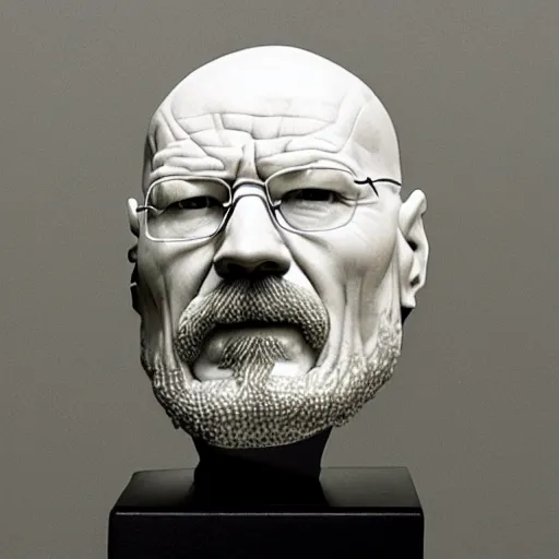 Image similar to a marble sculpture of walter white by michelangelo