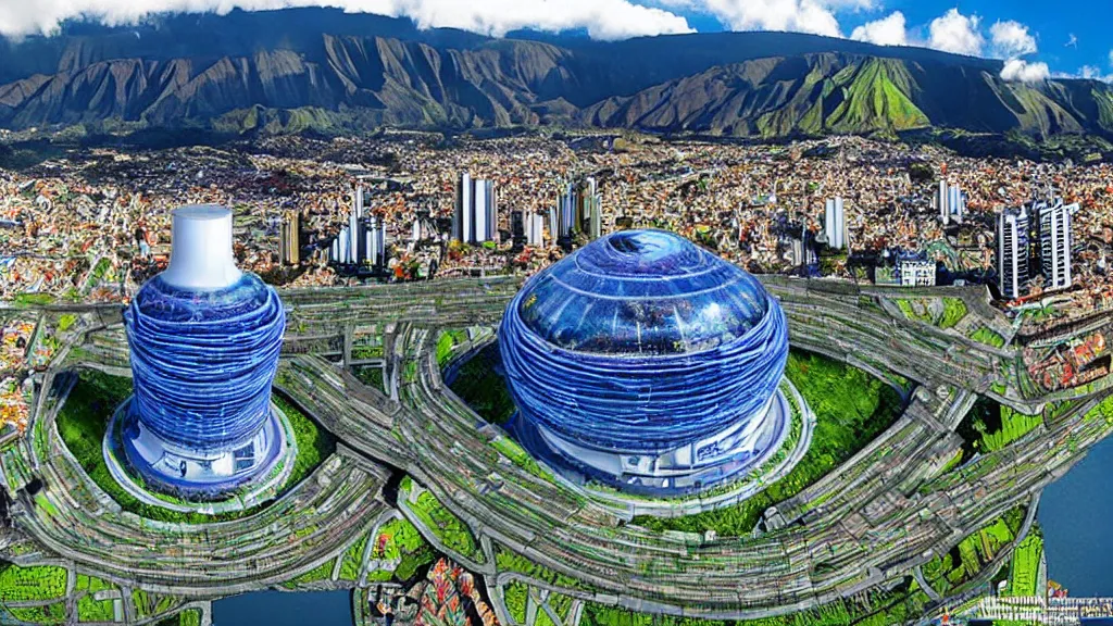 Image similar to Nucleur Reactor integrated with nature and City Quito, Ecuador; by Vincent Callebaut; 4K, 12K