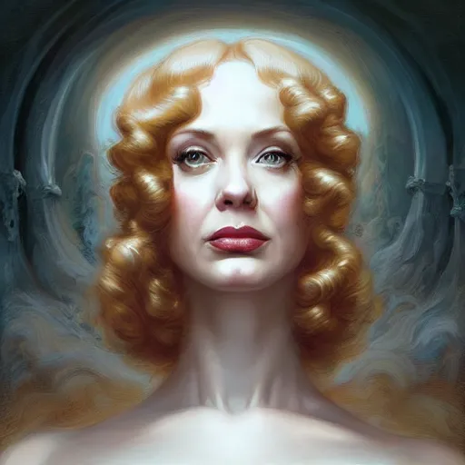 Image similar to christina hendricks in mad men, baroque painting, intricate, elegant, highly detailed, centered, digital painting, artstation, concept art, smooth, sharp focus, illustration, artgerm, tomasz alen kopera, peter mohrbacher, donato giancola, joseph christian leyendecker, wlop, boris vallejo