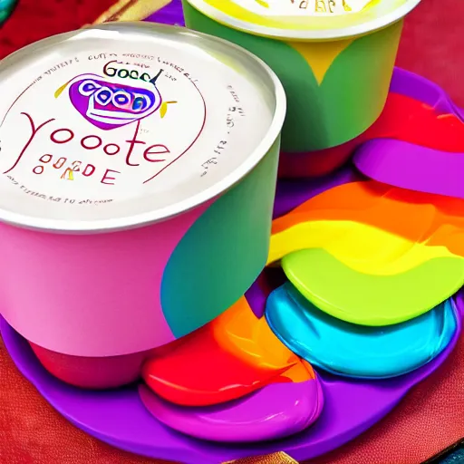 Prompt: rainbow yogurt from the good place