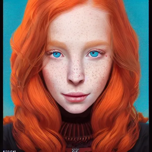 Image similar to Lofi pale redhead with freckles portrait, Pixar style, by Tristan Eaton Stanley Artgerm and Tom Bagshaw.