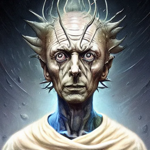 Image similar to a portrait of a beautiful Morty from the televsion show Rick and Morty, sci-fi concept art by giger and beksinski and szukalski and wlop and pete mohrbacher, digital art, highly detailed, intricate, sci-fi, sharp focus, Trending on Artstation HQ, deviantart, unreal engine 5, 4K UHD image