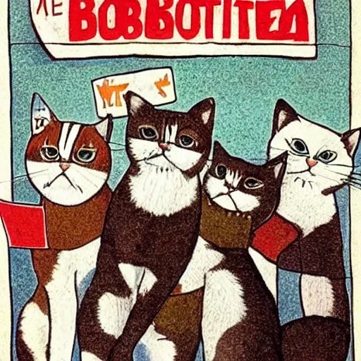 Image similar to cats leading a socialist revolution