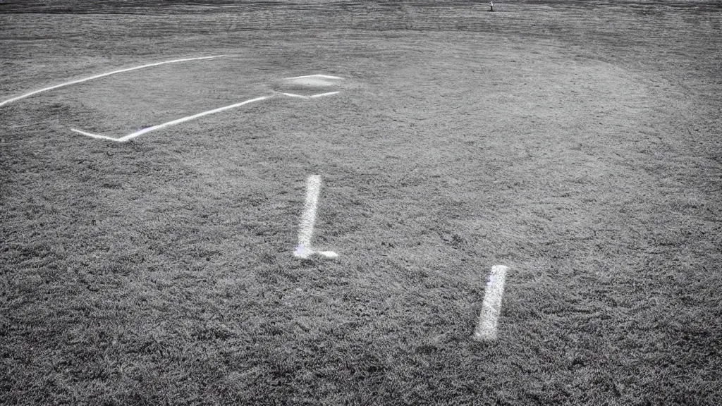 Prompt: a photograph of baseball's field of dreams empty, in the styles of phil alden robinson, mike mandel, and ansel!!! adams!!!. intricate, hyperrealistic, monochrome hdr, accurate