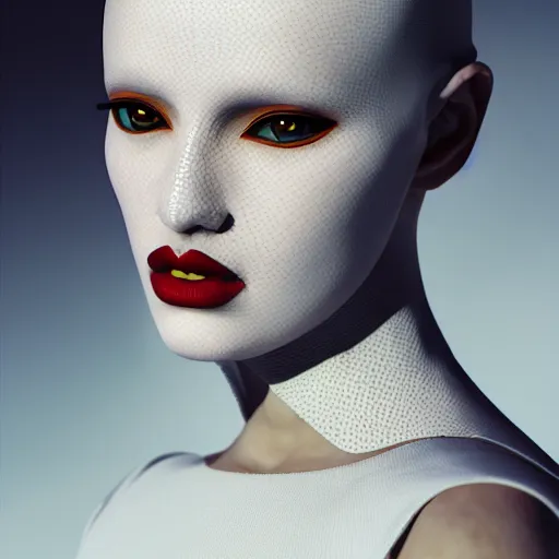 Image similar to dune inspired avant-garde art, deco fashion, highly detailed, photorealistic portrait, white studio setting, studio lighting, crisp quality and light reflections, unreal engine 5 quality render