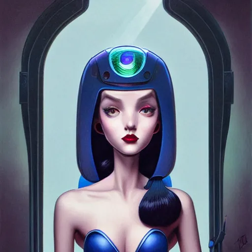 Image similar to Lofi portrait with robot, Pixar style by Joe Fenton and Stanley Artgerm and Tom Bagshaw and Tim Burton