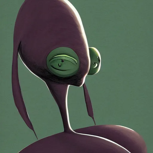 Prompt: design for a stop motion character with a manta ray head and arms attached by the back like a large blanket, alien, mutant, peaceful, art by tim shafer from his work on psychonauts by double fine, in collaboration with tim burton