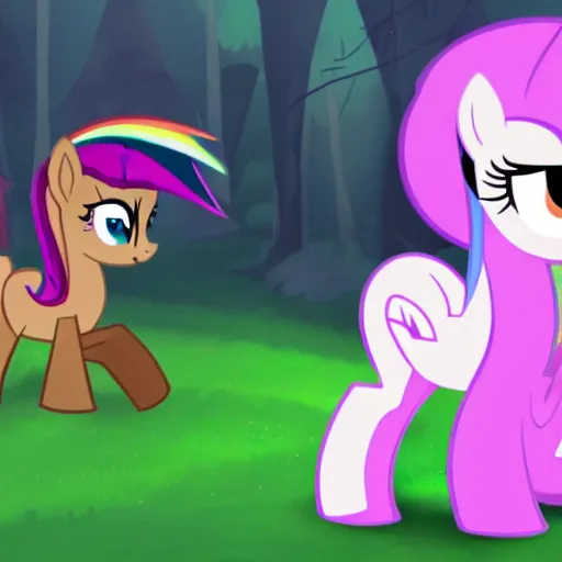 Prompt: photo of real my little pony in the woods feral cryptid