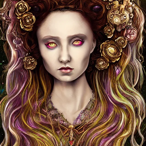 Image similar to holographic dreams horror necromancer, intricate detailed botticelli portrait artstation behance pixiv