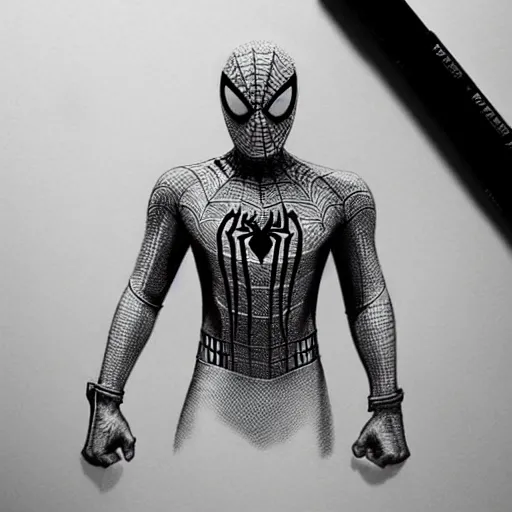 Prompt: highly detailed pencil sketch of spiderman, hyperrealistic, photorealistic, artstyle, highly detailed, sharp