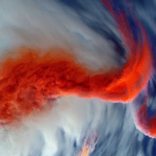 Prompt: a photo of a tornado of fire and ice