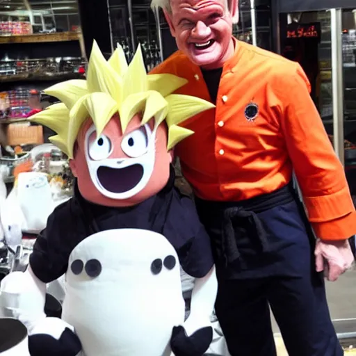 Prompt: gordon ramsey wearing goku costume