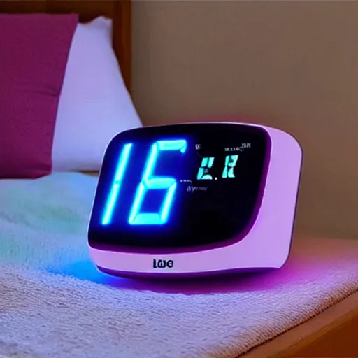 Prompt: an led alarm clock that can show anything