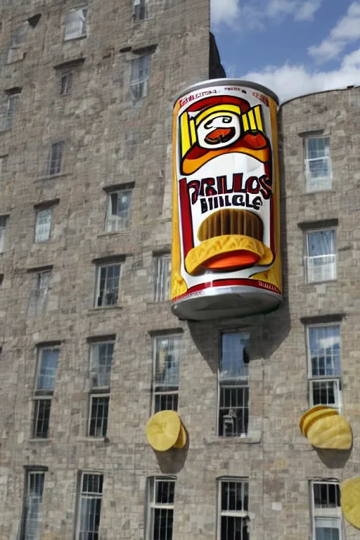 Image similar to a building made of pringles