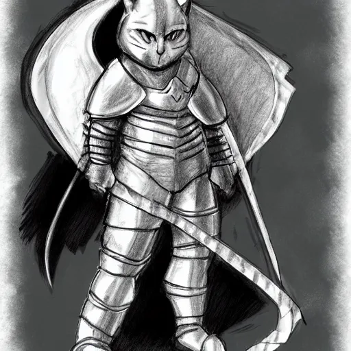 Image similar to cat in knights armor sketch