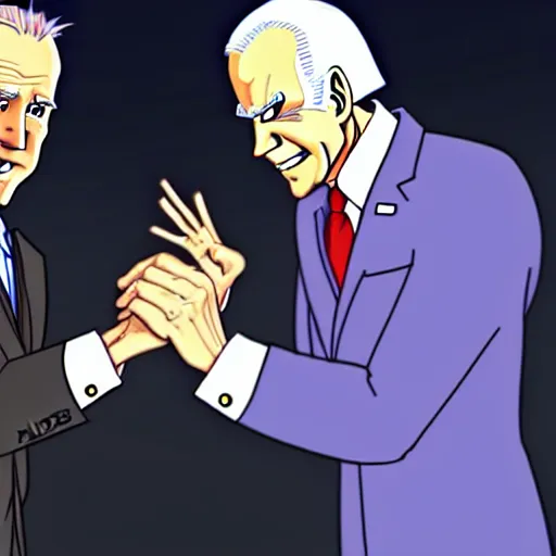 Image similar to : president biden and freeza, anime cartoonstyle, dragonball z