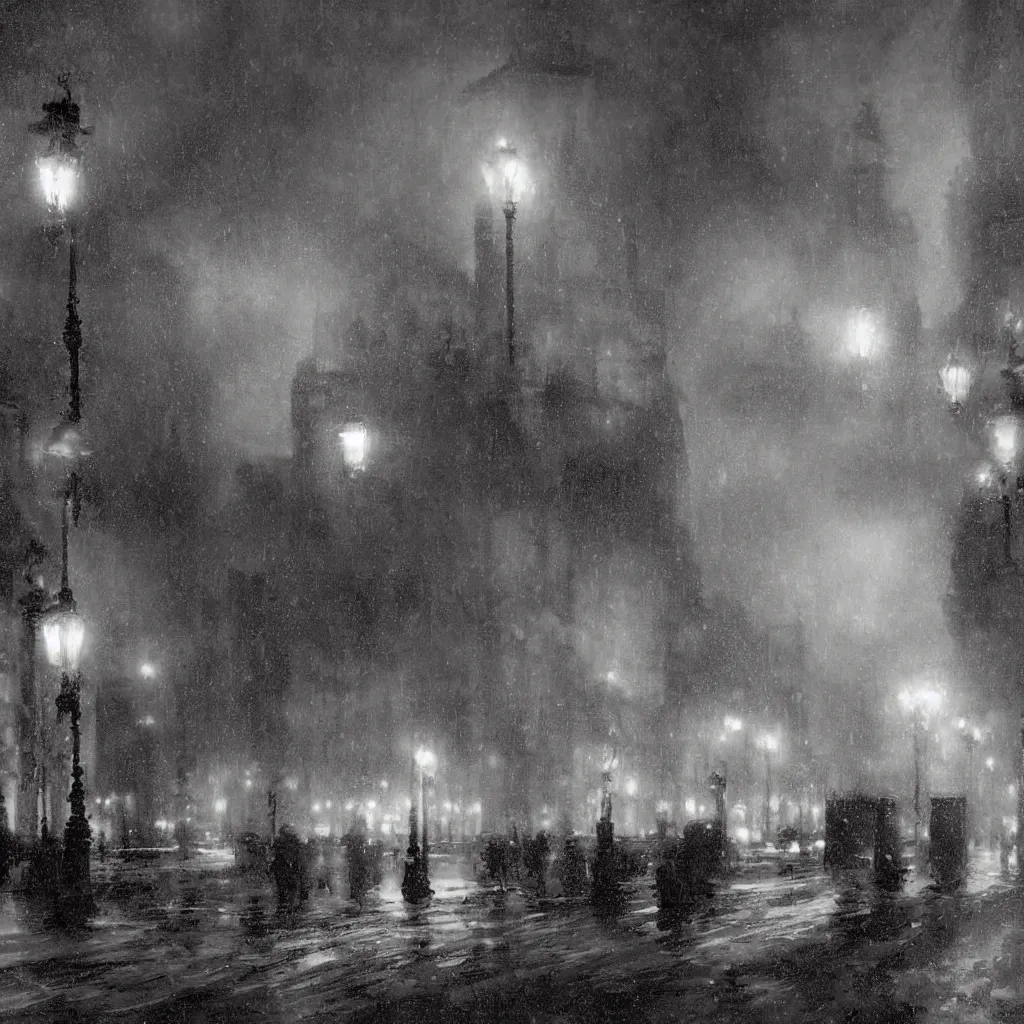 Image similar to 1 9 2 0 s warsaw during an arctic storm, dark, digital art, by james gurney