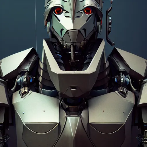 Prompt: A knight in cybernetic mecha armor, bust portrait, art by Eugenia firs ArtStation, Octane render, intricate detail, smooth, sharp focus,