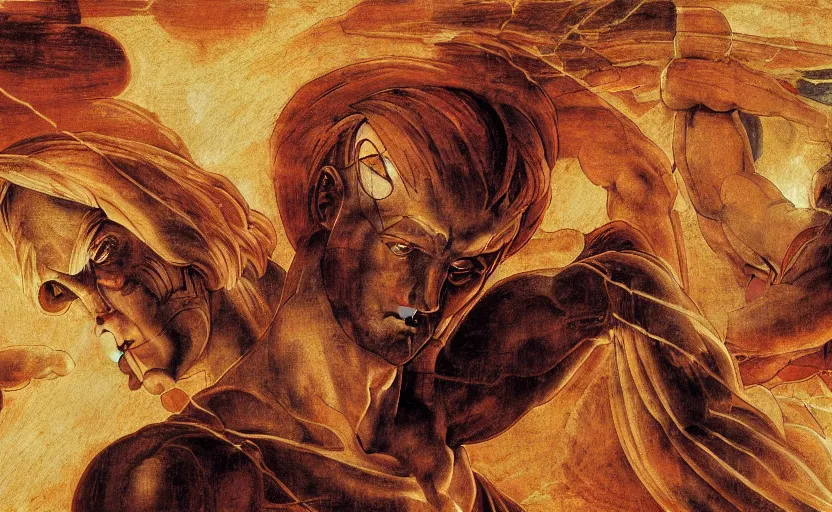 Image similar to The Third Impact as depicted in a masterpiece digital painting by Michelangelo and Leonardo Da Vinci, 4k wallpaper