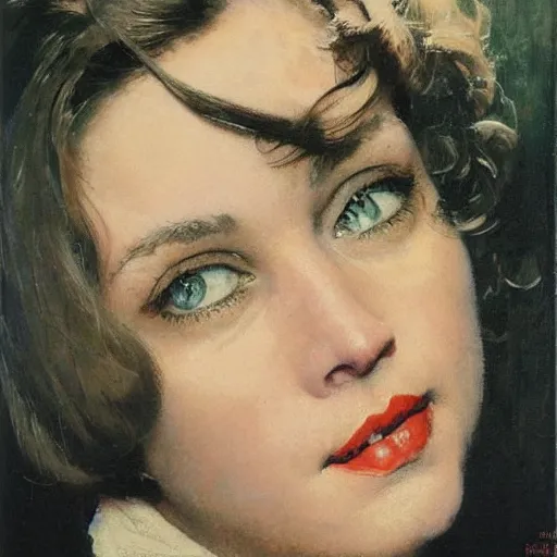 Prompt: portrait of a woman's eye with warm eyes, beautiful and elegant, warm and seductive ， detailed depiction, norman rockwell, jacob collins, tom lovell, frank school