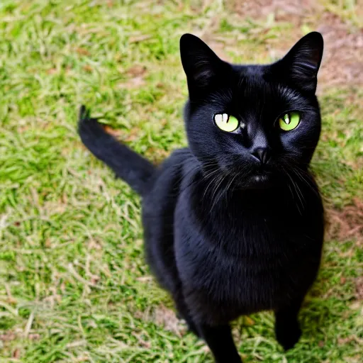 Prompt: photorealistic black cat with a white spade marking on its chest. red eyes. standing on its back legs